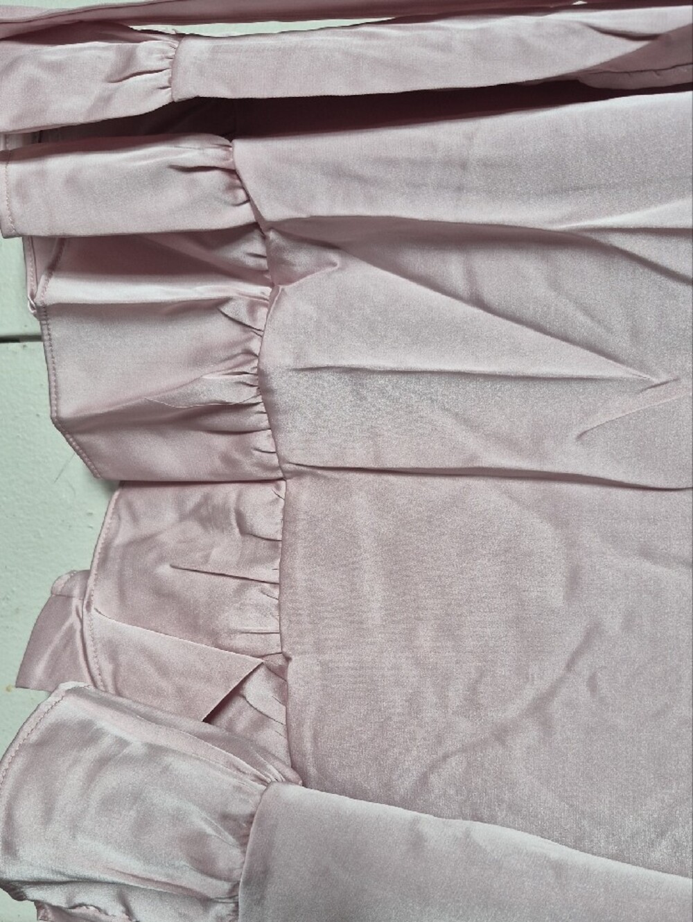 Satin Ruffle-Trim Robe - Light Pink - Picture 5 of 11
